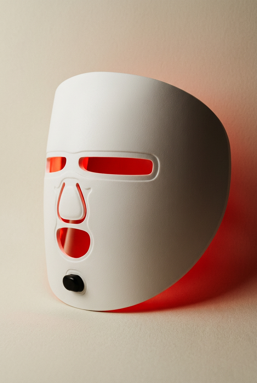 The Halo, a three-mode LED light mask, shown in white